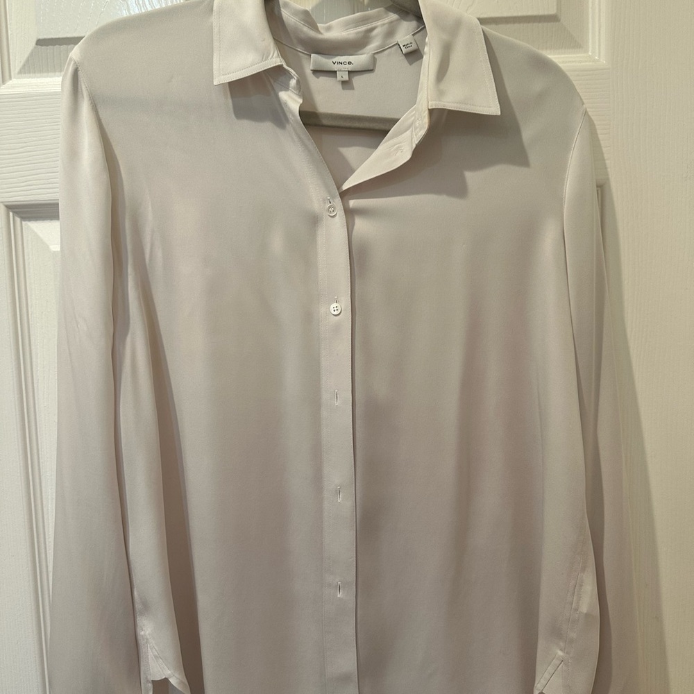 Vince Ivory Silk-Spandex Blouse size L